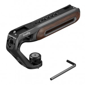 Smallrig 5252 Wooden Top Handle with 1/4''-20 and ARRI 3/8''-16 Locating Screw-5