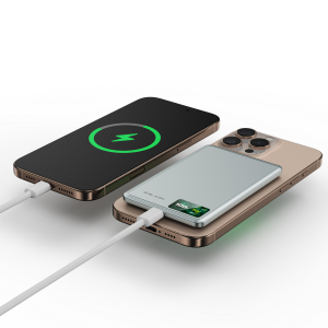 Blavec Power Bank 5000mAh BJ-03 Ultra Slim 7,8mm - Type C - 22,5W mágneses Magsafe 3 az 1-ben (PBBJ03-MC5G) szürke,-10