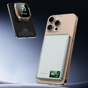 Blavec Power Bank 5000mAh BJ-03 Ultra Slim 7,8mm - Type C - 22,5W mágneses Magsafe 3 az 1-ben (PBBJ03-MC5G) szürke,-2