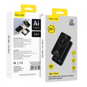 Blavec Power Bank 5000mAh BJ-04 Ultra Slim 7,8mm - Type C - 22,5W Magsafe 3in1 (PBBJ04-MC5B) fekete-6