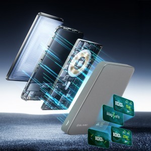 Blavec Power Bank 10000mAh BJ-04 Slim 13,5mm - Type C - 22,5W mágneses Magsafe 3 az 1-ben (PBBJ04-MC10G) szürke-3