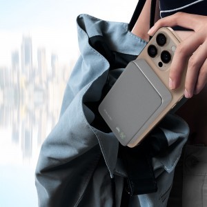 Blavec Power Bank 10000mAh BJ-04 Slim 13,5mm - Type C - 22,5W mágneses Magsafe 3 az 1-ben (PBBJ04-MC10G) szürke-4