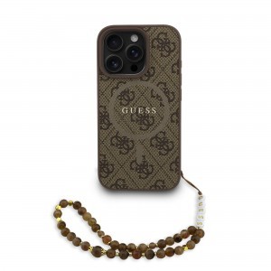 iPhone 16 Pro Max Hnedé Guess PU Kožené 4G Farebné S Krúžkom MagSafe Puzdro