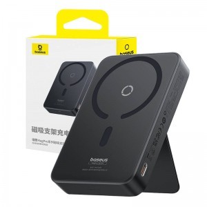 Baseus - MagPro mágneses Power Bank PPCXZ05 (P10064101123-00) - USB-C, 5000mAh, 20W, MagSafe, Type-C kábel, 3A, 30cm - Fekete-6
