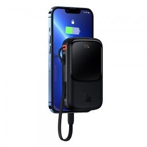 Baseus - Power Bank Qpow Pro (PPQD020001) - 2x Lightning, Type-C, USB, 20W, 10000mAh, Type-C kábel, 3A - Fekete-4