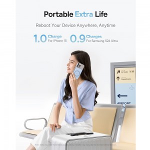 Baseus - PicoGo Magsafe Power Bank (P10076800313-00) - Type-C, Qi2, Gyors töltés, 20W, 5000mAh, Forgatható állvány, Type-C kábel - Kék-3