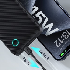 Baseus - Power Bank Airpow Lite (P10067500123-00) - USB, Type-C, 15W, 10000mAh, Type-C kábellel, 30 cm - Kozmikus fekete-3