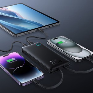 Baseus - Airpow Air Lite Power Bank (P10067501123-00) - USB, Type-C, Kettős kábel USB-C, Lightning, 22,5W, 10000mAh - Fekete-5