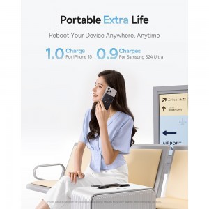 Baseus - PicoGo Magsafe Power Bank (P10076802123-00) - Type-C, Qi2, Gyors töltés, 20W, 5000mAh, Forgatható állvány, USB-C kábel - Fekete-5