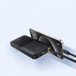 Baseus - Bipow 2 Power Bank (P10077101113-00) - beépített USB-C kábellel, Type-C, USB, intelligens kijelzővel, 10000mAh, 20W - Fekete-3