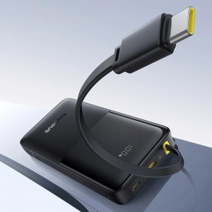 Baseus - Bipow 2 Power Bank (P10077101113-00) - beépített USB-C kábellel, Type-C, USB, intelligens kijelzővel, 10000mAh, 20W - Fekete-4