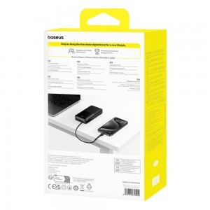 Baseus - Bipow 2 Power Bank (P10077101113-01) - Beépített USB-C kábel, Type-C, USB, Intelligens kijelző, 20000mAh, 20W - Fekete-6