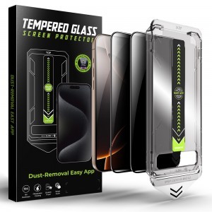 Techsuit - TitanGlass Teljes Borítás (2 darab) - iPhone 16 Pro Max - Adatvédelmi kijelzővédő üvegfólia
