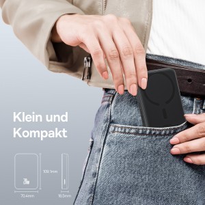 Baseus - Power Bank Mini Air (P10059001113-00) - Type-C, MagSafe töltés, 20W, 10000mAh, Type-C kábel, 30cm - Fekete-4