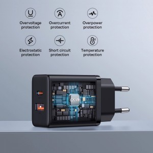 Baseus - Fali töltő (P10111403113-00) - USB, Type-C, Gyors töltés 20W - Fekete klaszter-6