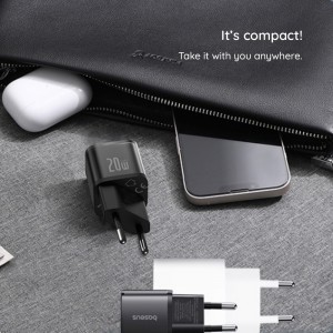 Baseus - Fali Töltő (P10162503113-00) - GaN5S, Type-C, 20W - Fekete-3