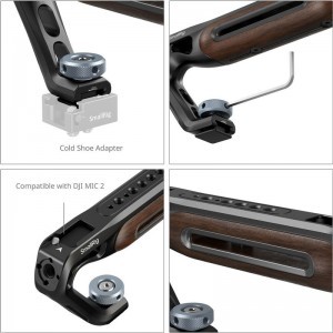Smallrig 5250 Wooden Top Handle with Cold Shoe Mount-1