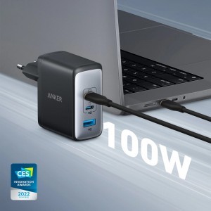 Anker 736 Nano II fali töltő 100W, 3A, 1 x USB-A - 2 x USB-C, Fekete A2145G11-2