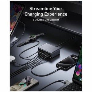 Anker Prime asztali töltő, 200W, 3A, 2 x USB-A - 4 x USB-C, Fekete-3