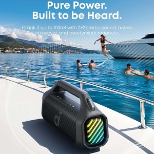 Bluetooth Hangszóró Anker SoundCore Boom 2 Pro, 140W, TWS, RGB, Vízálló, Fekete A3134A11-1