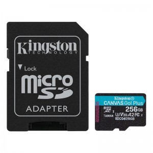 Kingston MicroSDXC 256GB Canvas Go Plus Gen4 200R A2 U3 V30 memóriakártya + Adapter