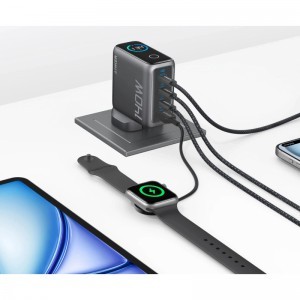 Hálózati Töltő Anker Zolo, 140W, 5A, 1 x USB-A - 3 x USB-C, USB-C Kábel, Fekete-1