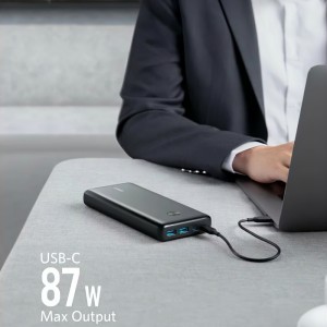 Powerbank Anker PowerCore III Elite, 25600mAh, 87W, QC + PD, Fekete A1291H11-1