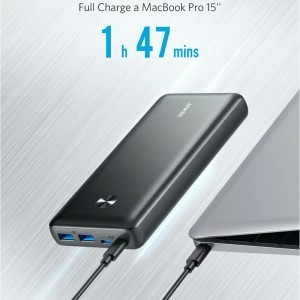 Powerbank Anker PowerCore III Elite, 25600mAh, 87W, QC + PD, Fekete A1291H11-2