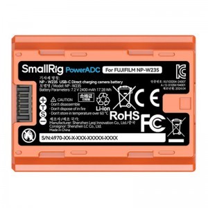 Smallrig NP-W235 USB-C Rechargeable Camera Battery Orange-2