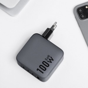 FORCELL F-ENERGY GaN VT-46 utazó töltő 3 x USB-C + USB A PD QC4.0 5A 100W szürke-5