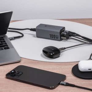 FORCELL F-ENERGY GaN III VT-51 asztali töltő 2 x Type C + 2 x USB A PD QC4.0 SFC2.0 5A 100W szürke-5