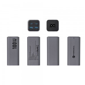 FORCELL F-ENERGY GaN III VT-51 asztali töltő 2 x Type C + 2 x USB A PD QC4.0 SFC2.0 5A 100W szürke-6