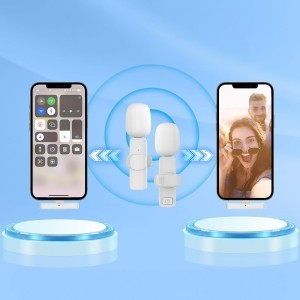 Vezeték nélküli lavalier mikrofon Type C dupla (2 db a készletben) K1 fehér szélvédővel-6