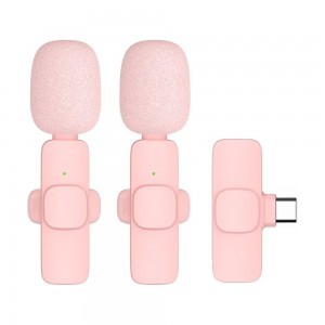 Vezeték nélküli lavalier mikrofon Type C (2 db a készletben) K1 rózsaszín