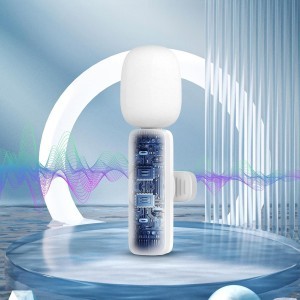 Vezeték nélküli lavalier mikrofon Lightning iPhone-hoz 2 db a készletben) K1 fehér szélvédővel-5