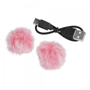 Vezeték nélküli lavalier mikrofon Lightning (iPhone) 2 darab a készletben, K1 rózsaszín szélvédővel-2