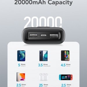 VEGER powerbank 20 000 mAh PD QC3.0 2A 20W L20S (VP2039PD / W2039PD) fekete-10