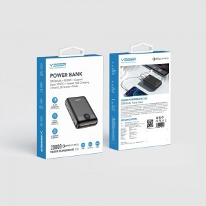 VEGER powerbank 20 000 mAh PD QC3.0 2A 22,5W S20 (W2053) fekete-27
