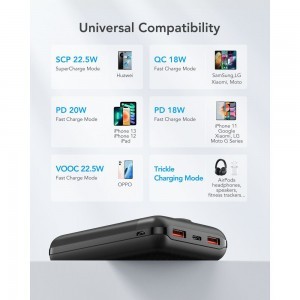 VEGER powerbank 20 000 mAh PD QC3.0 2A 22,5W S20 (W2053) fekete-15