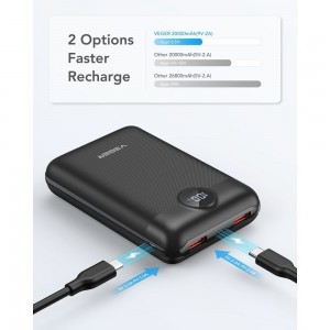 VEGER powerbank 20 000 mAh PD QC3.0 2A 22,5W S20 (W2053) fekete-2