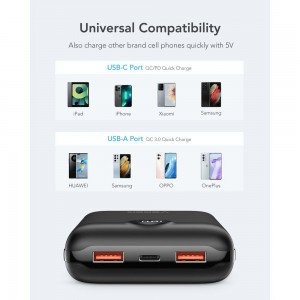 VEGER powerbank 20 000 mAh PD QC3.0 2A 22,5W S20 (W2053) fekete-4