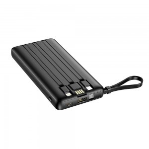 VEGER powerbank 10 000 mAh beépített kábelekkel Micro USB / Type C / Lightning C10 (W1116) fekete-13