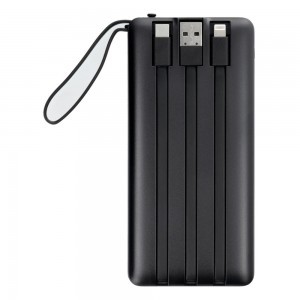 VEGER powerbank 10 000 mAh beépített kábelekkel Micro USB / Type C / Lightning C10 (W1116) fekete-6