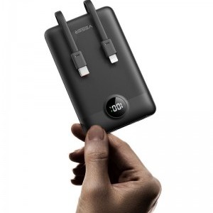 VEGER powerbank 10 000 mAh beépített kábelekkel Type C / Lightning PD QC3.0 2A 22,5W C11 (W1170) fekete-14