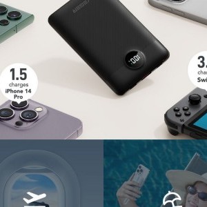 VEGER powerbank 10 000 mAh beépített kábelekkel Type C / Lightning PD QC3.0 2A 22,5W C11 (W1170) fekete-5