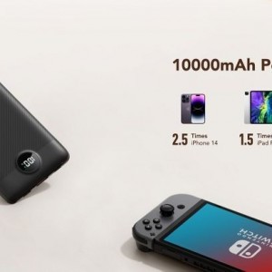 VEGER powerbank 10 000 mAh beépített kábelekkel Type C / Lightning PD QC3.0 2A 22,5W C11 (W1170) fekete-2