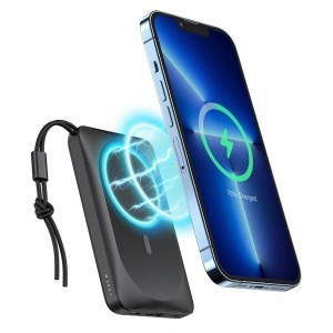 VEGER powerbank 10 000 mAh indukciós töltéssel kompatibilis MagSafe PD QC3.0 2A 20W MagOn (VP1151 / W1151) fekete