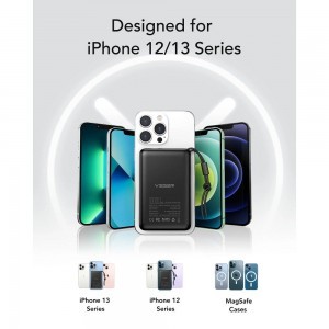 VEGER powerbank 10 000 mAh indukciós töltéssel kompatibilis MagSafe PD QC3.0 2A 20W MagOn (VP1151 / W1151) fekete-7