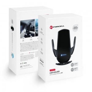 FORCELL autós tartó vezeték nélküli töltéssel automata érzékelővel + mágneses adapterekkel HS1 15W fekete-1