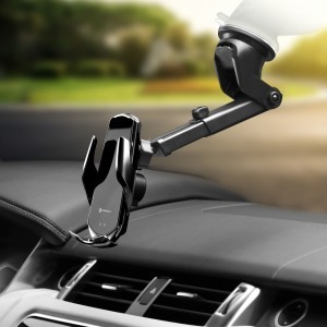 FORCELL autós tartó vezeték nélküli töltéssel automata érzékelővel + mágneses adapterekkel HS1 15W fekete-4